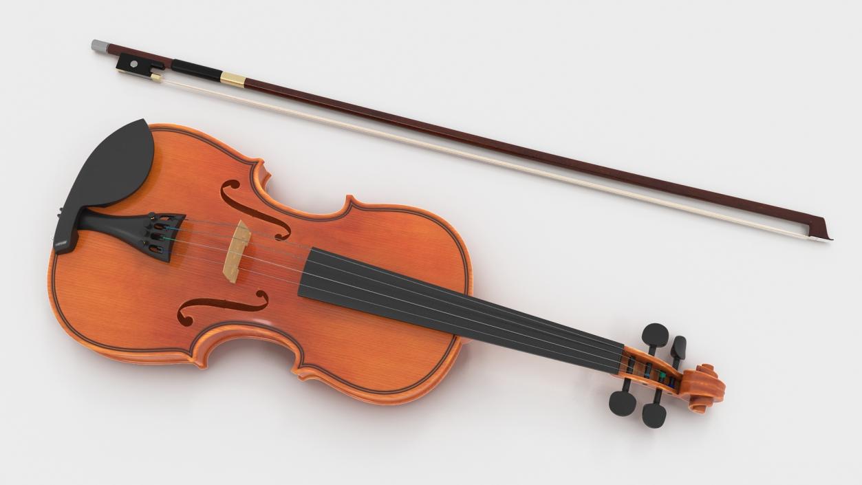 Classic Violin and Bow 3D