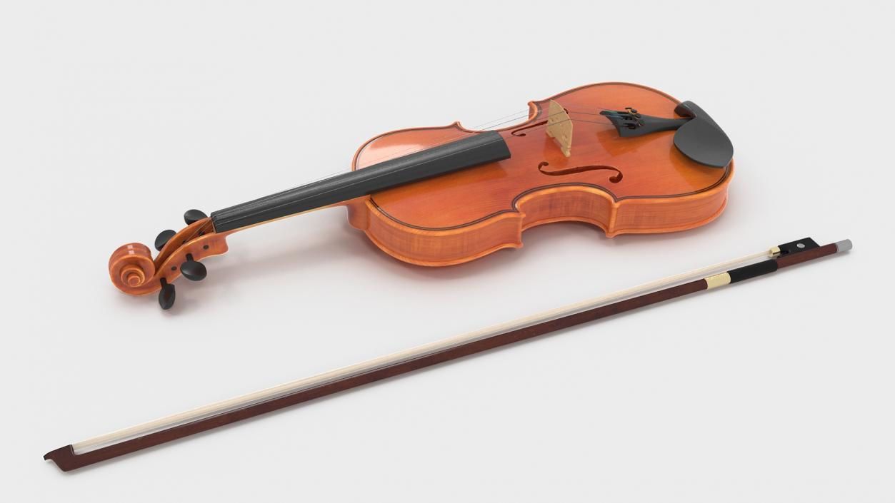 Classic Violin and Bow 3D