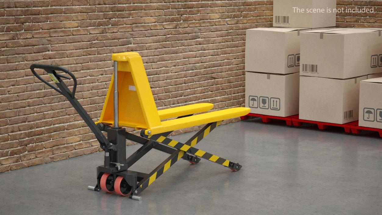 3D model Scissor High Lifting Pallet Truck Rigged