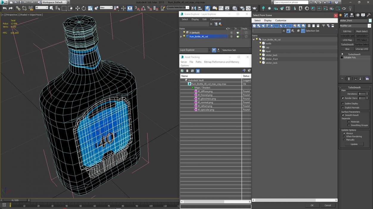 Rum Bottle 40 vol 3D