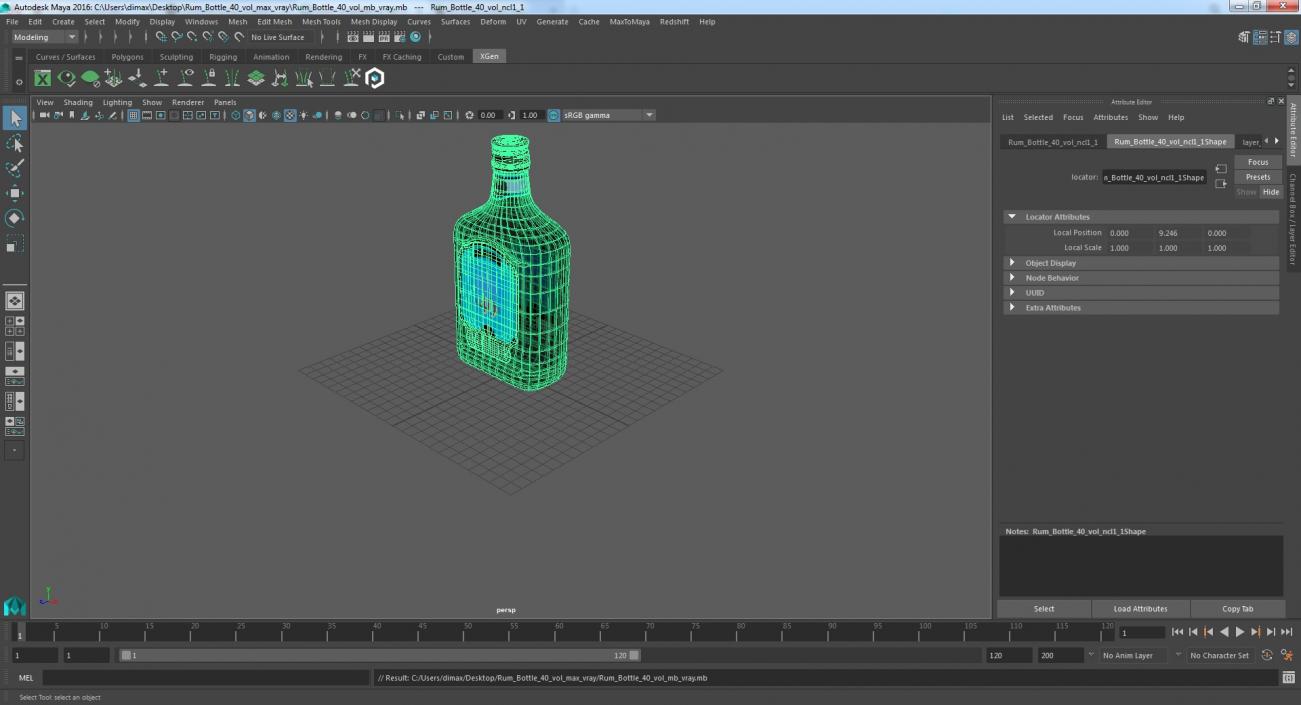 Rum Bottle 40 vol 3D