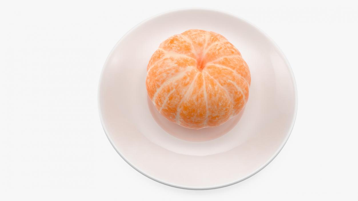 Peeled Tangerine Fruit on White Plate 3D