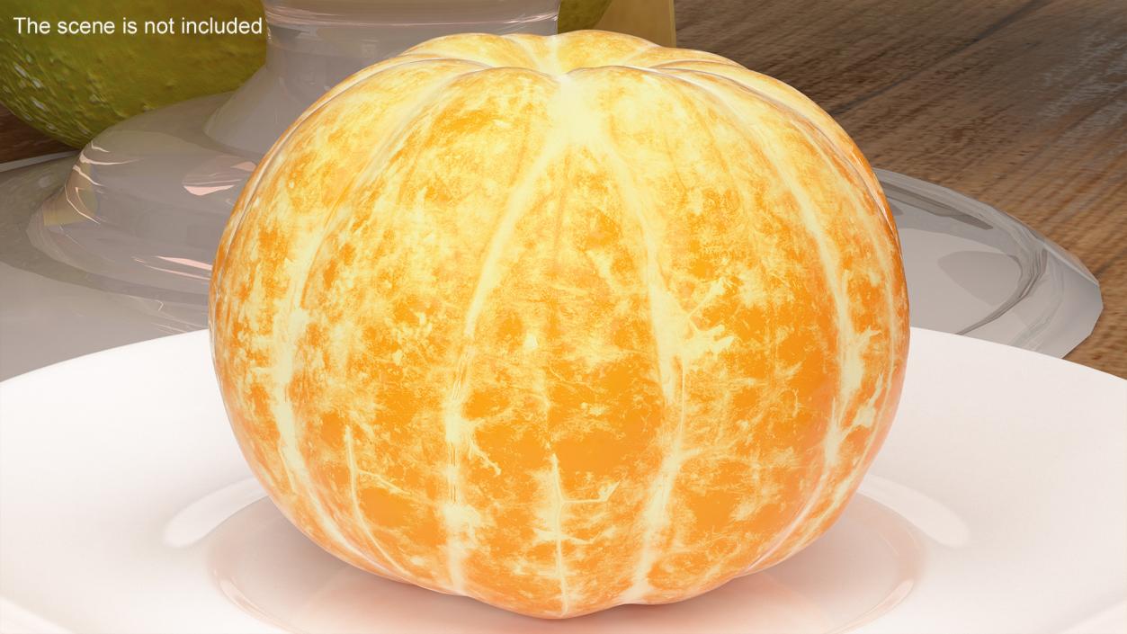 Peeled Tangerine Fruit on White Plate 3D