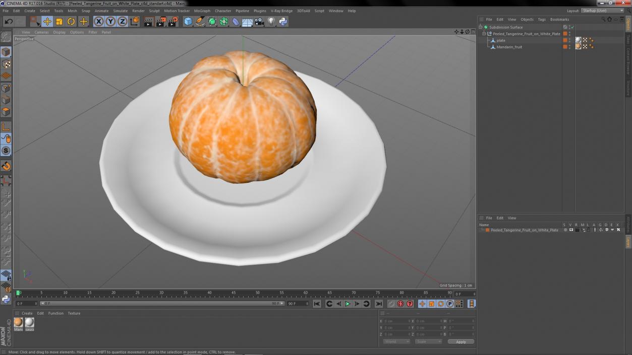 Peeled Tangerine Fruit on White Plate 3D