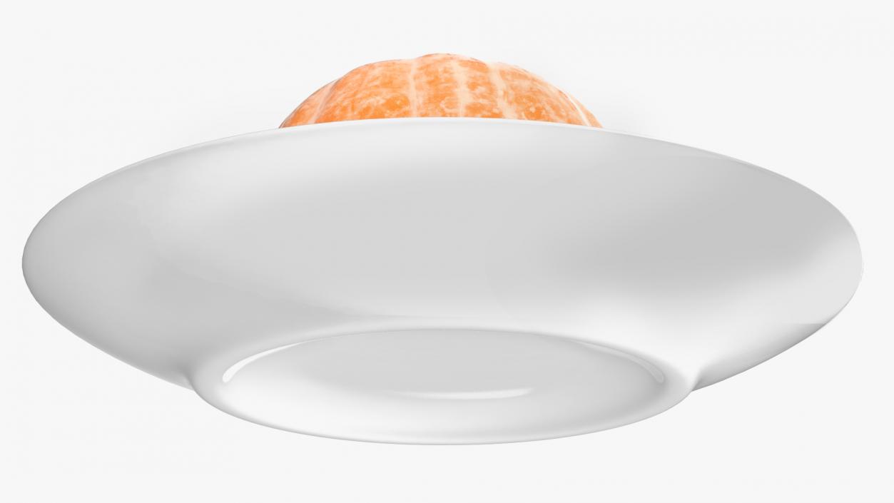 Peeled Tangerine Fruit on White Plate 3D