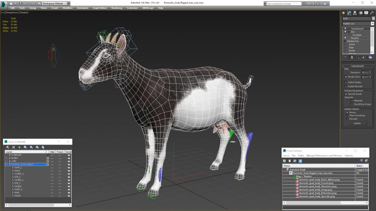 3D model Domestic Goat Rigged