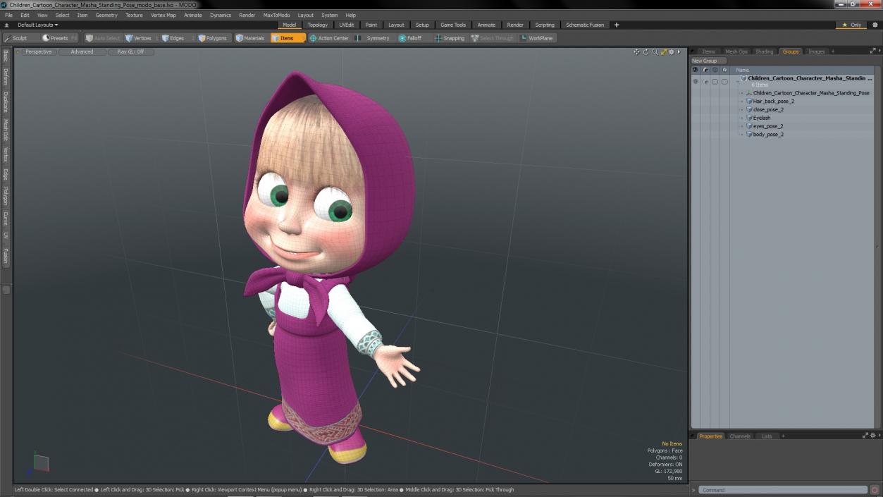 3D Children Cartoon Character Masha Standing Pose