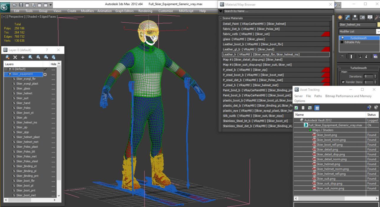 3D Full Skier Equipment Generic model