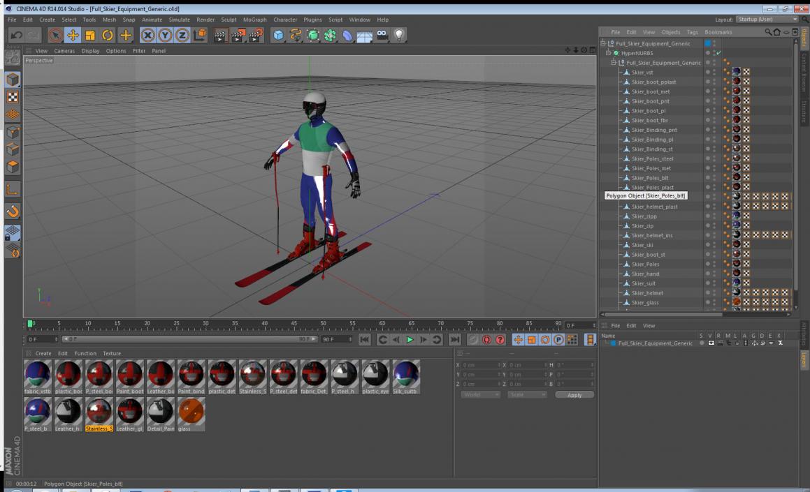 3D Full Skier Equipment Generic model