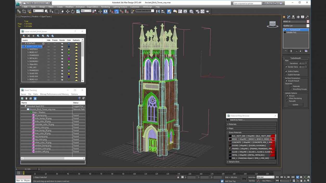 Ancient Brick Tower 3D model