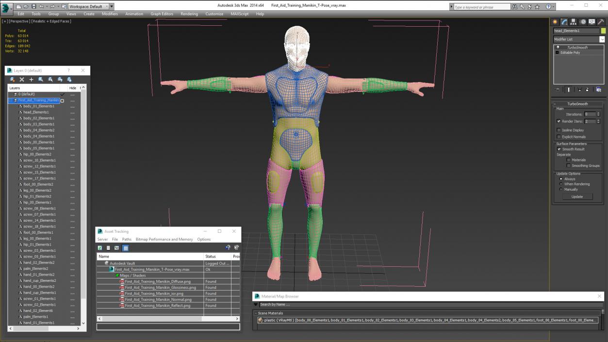 3D First Aid Training Manikin T-Pose model