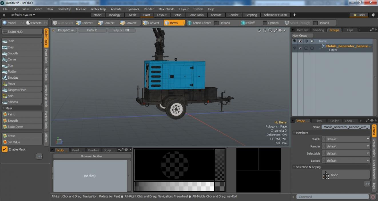 3D Mobile Generator Generic with Lighting Mast model