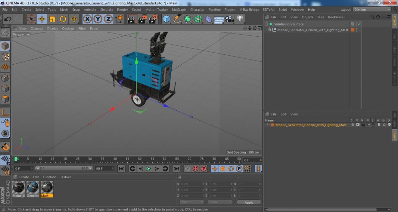 3D Mobile Generator Generic with Lighting Mast model