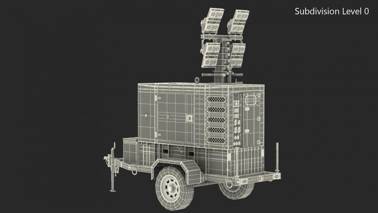 3D Mobile Generator Generic with Lighting Mast model