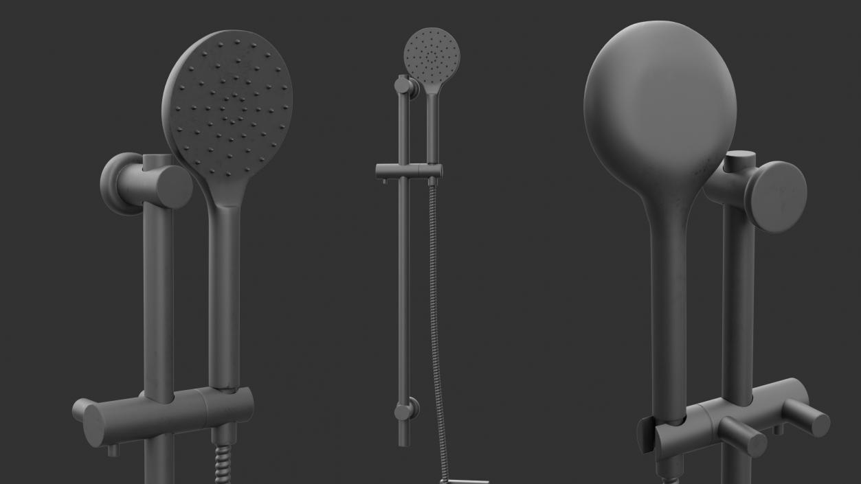 3D Handheld Shower System Black model