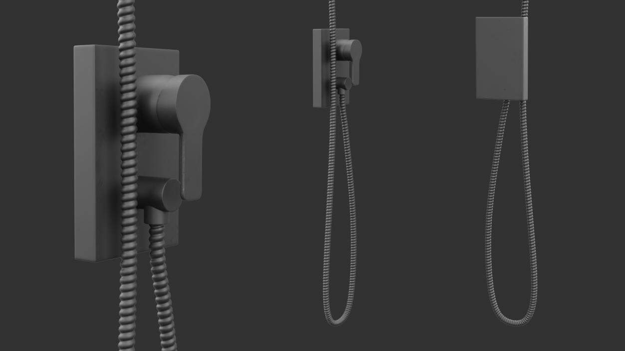 3D Handheld Shower System Black model