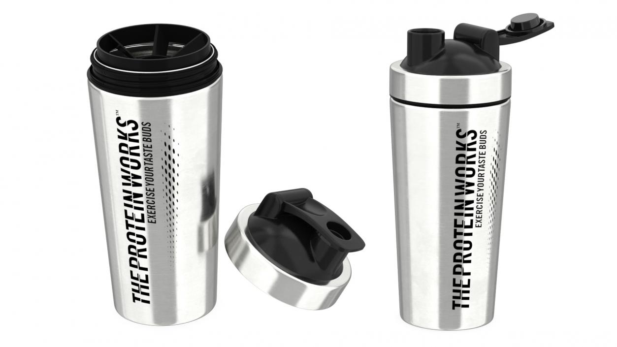 3D The Protein Works Stainless Steel Protein Shaker model