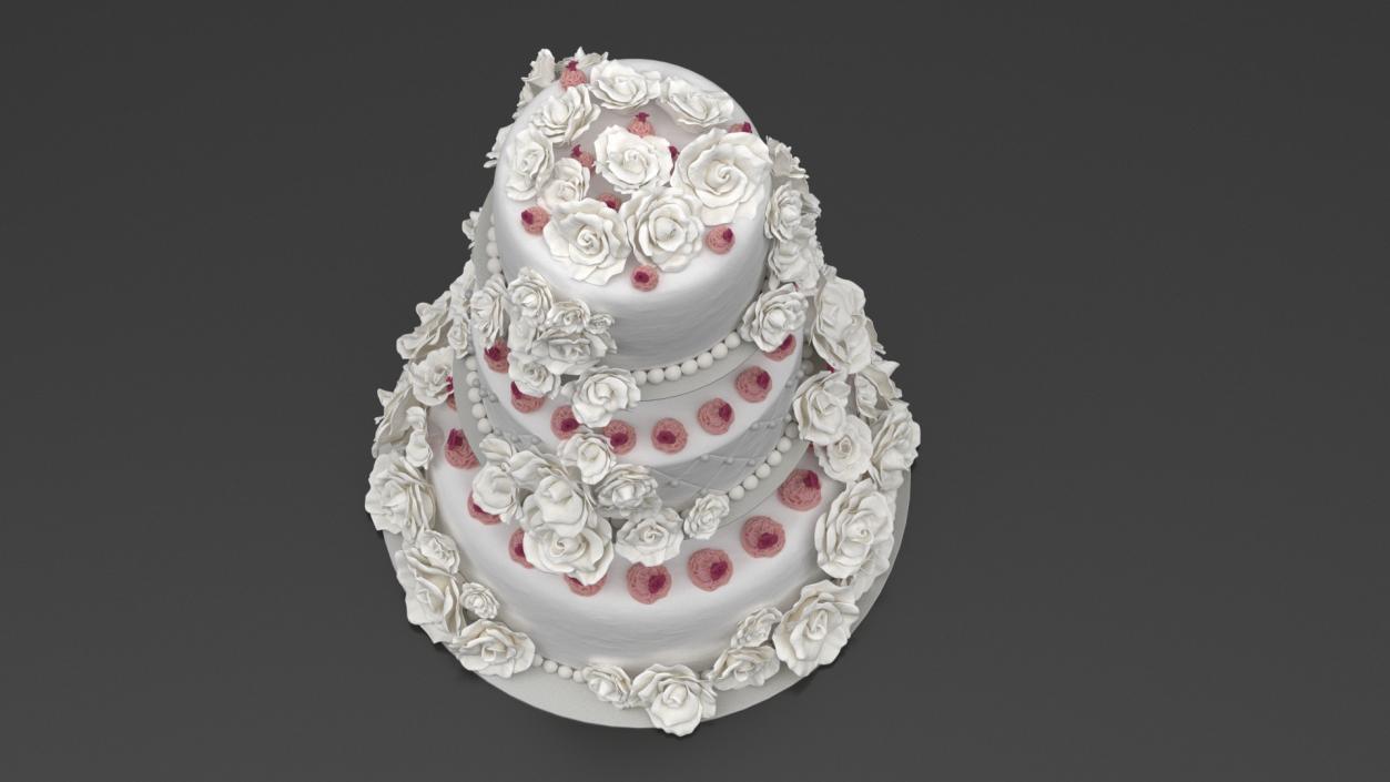 Three Tier Wedding Cake with Cream 3D model