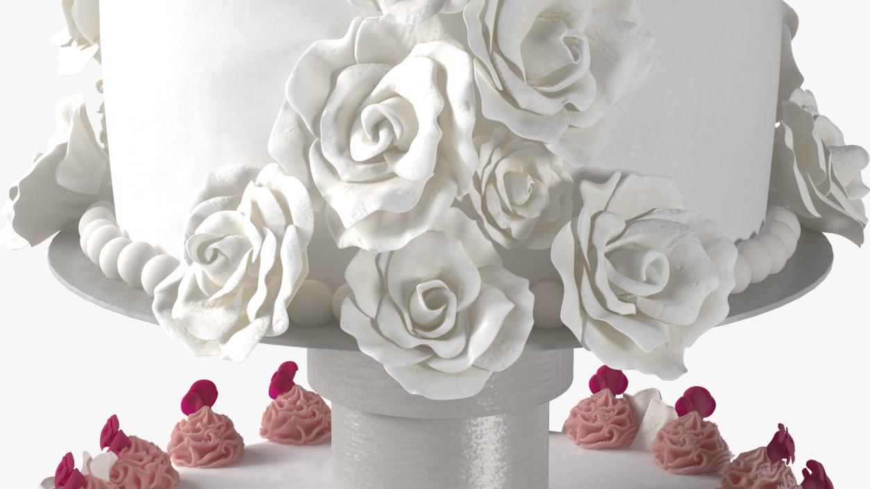 Three Tier Wedding Cake with Cream 3D model