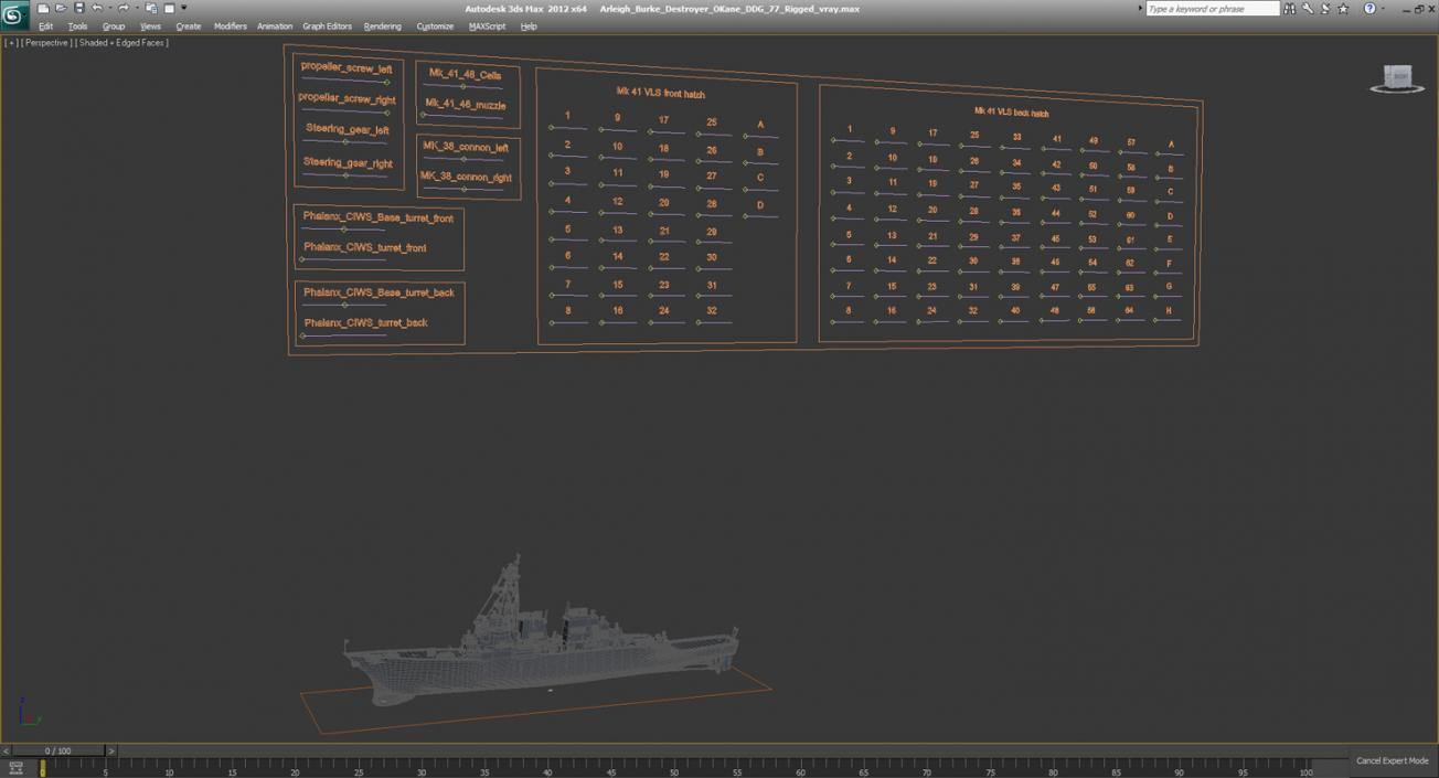 3D Arleigh Burke Destroyer OKane DDG-77 Rigged model