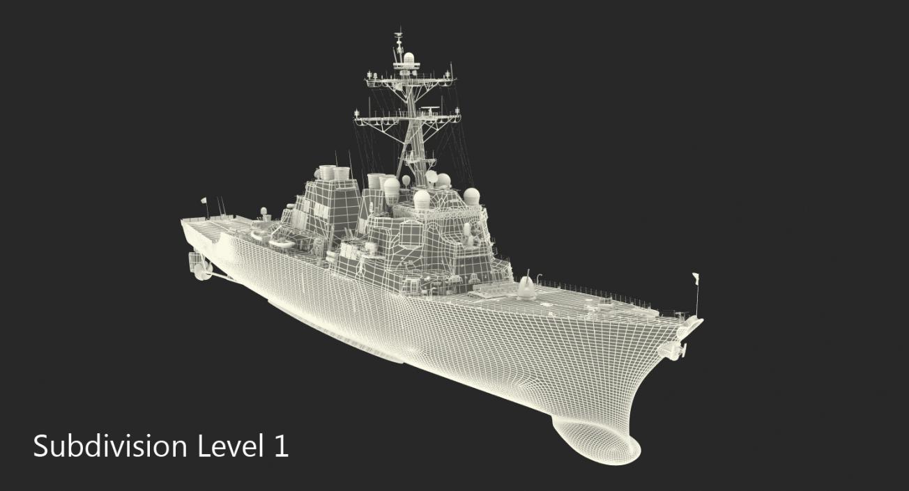 3D Arleigh Burke Destroyer OKane DDG-77 Rigged model