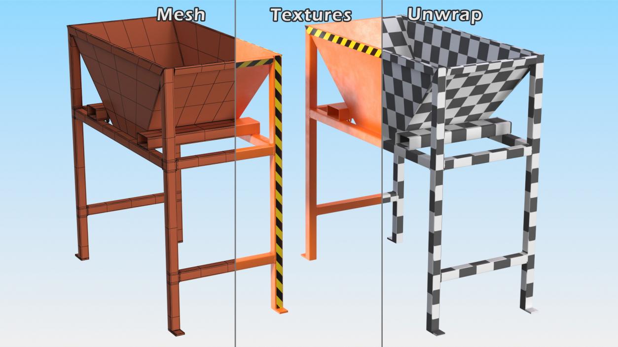 3D Silo Container Filling Funnel Orange