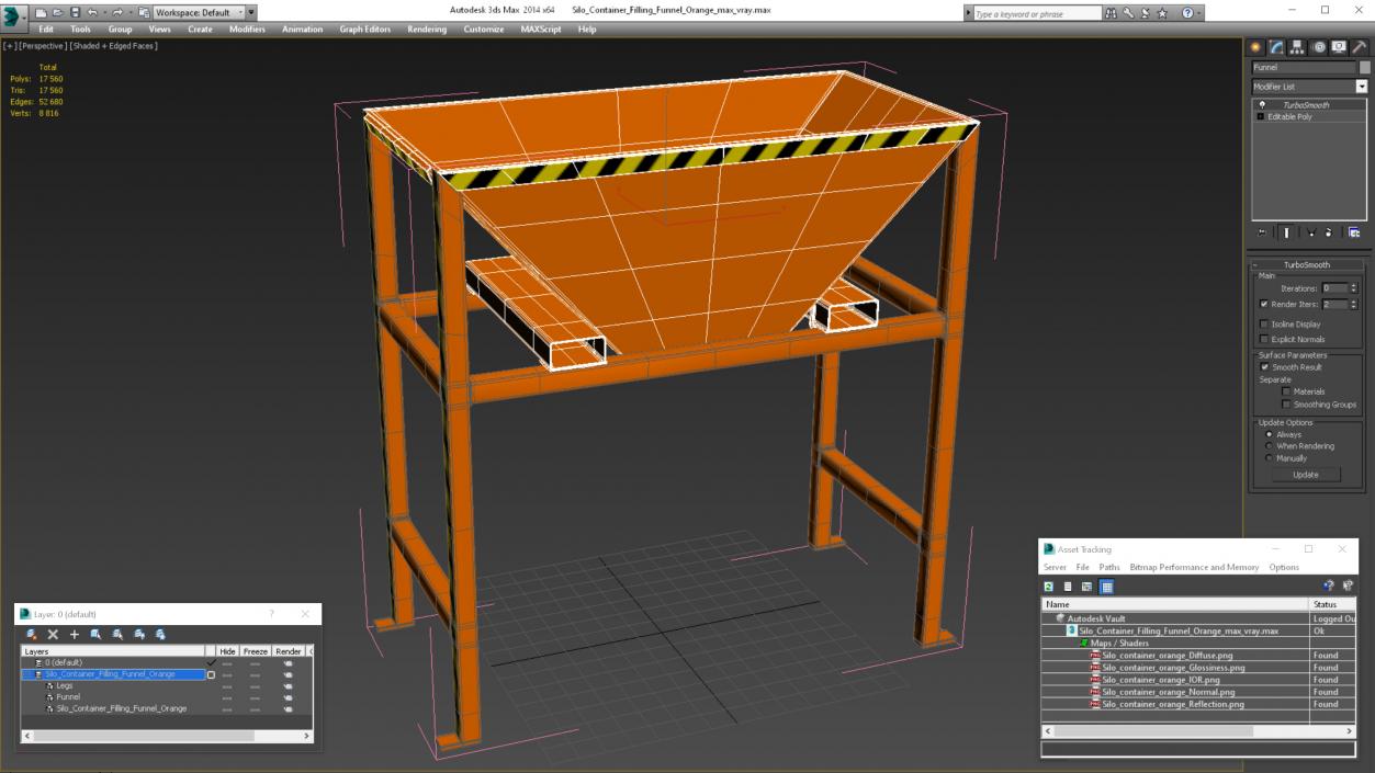 3D Silo Container Filling Funnel Orange