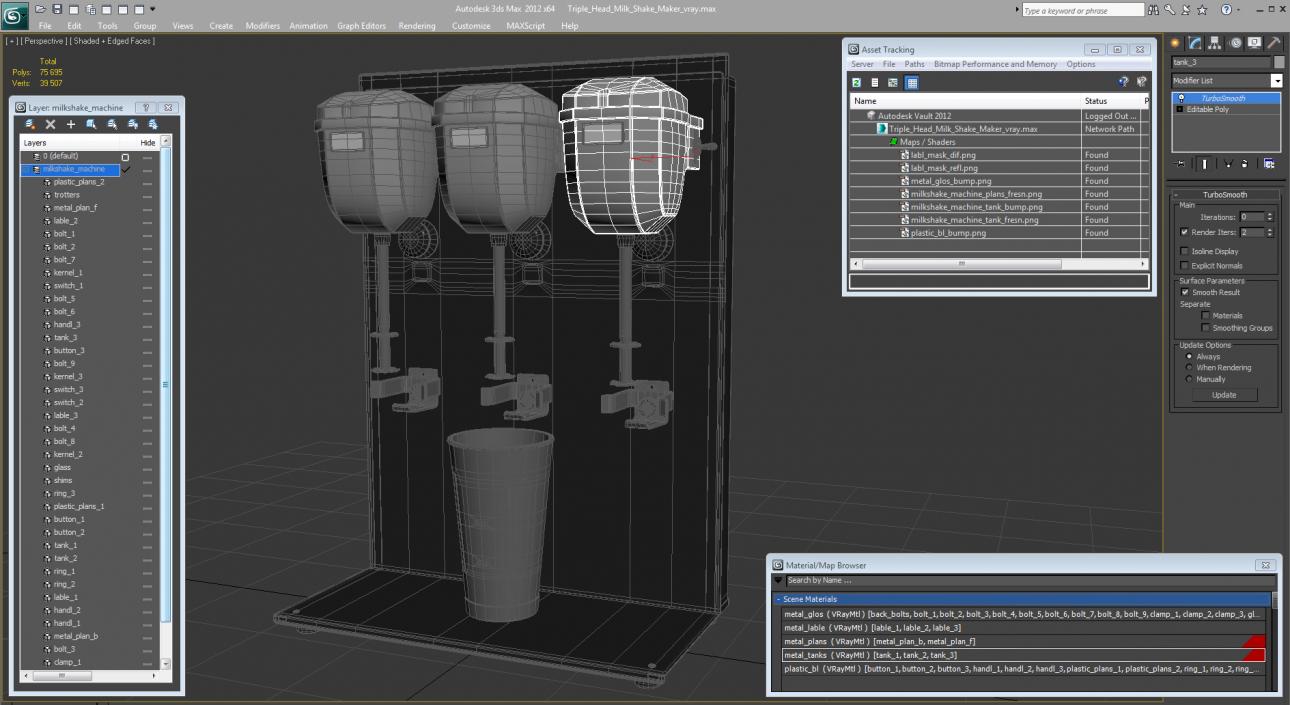 3D Triple Head Milk Shake Maker model