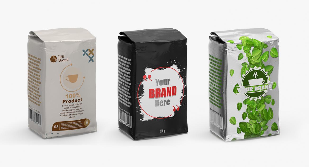 3D Foil Packages Mockup Collection