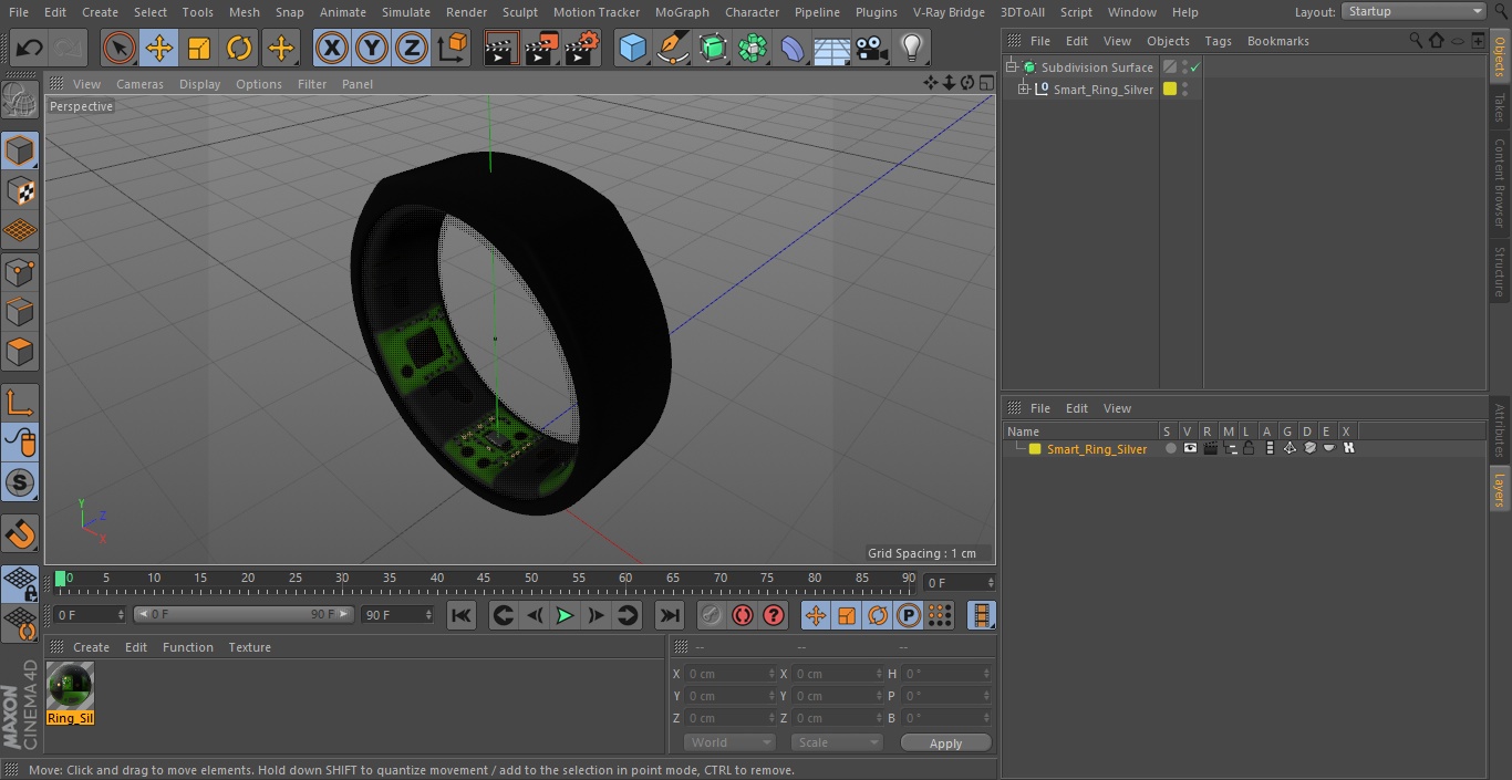 Smart Ring Silver 3D