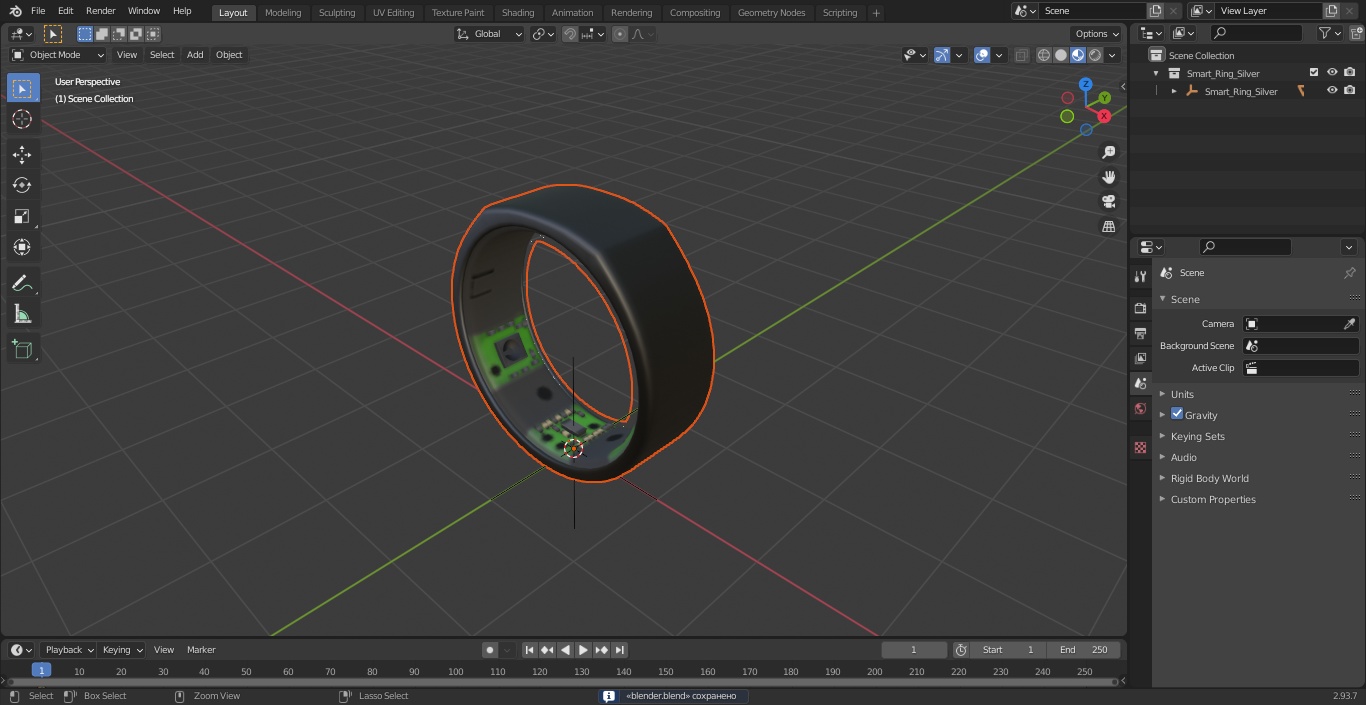 Smart Ring Silver 3D