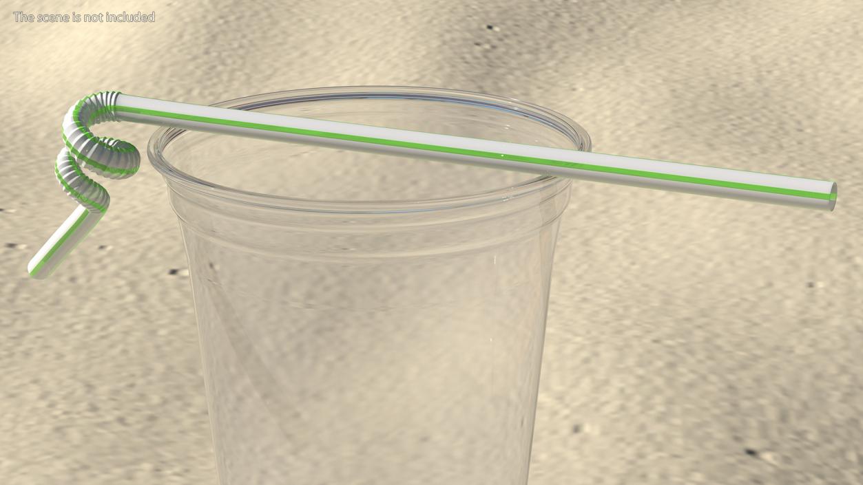 Spiral Plastic Drinking Straw Striped 3D