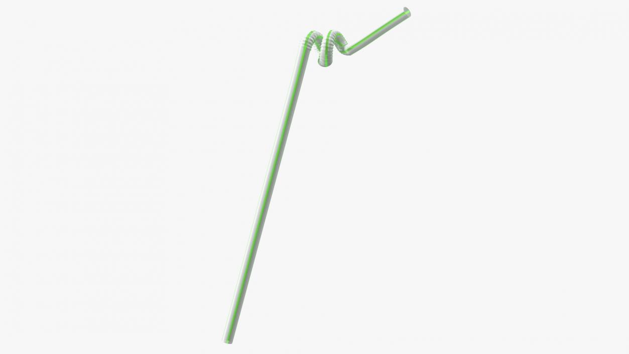 Spiral Plastic Drinking Straw Striped 3D