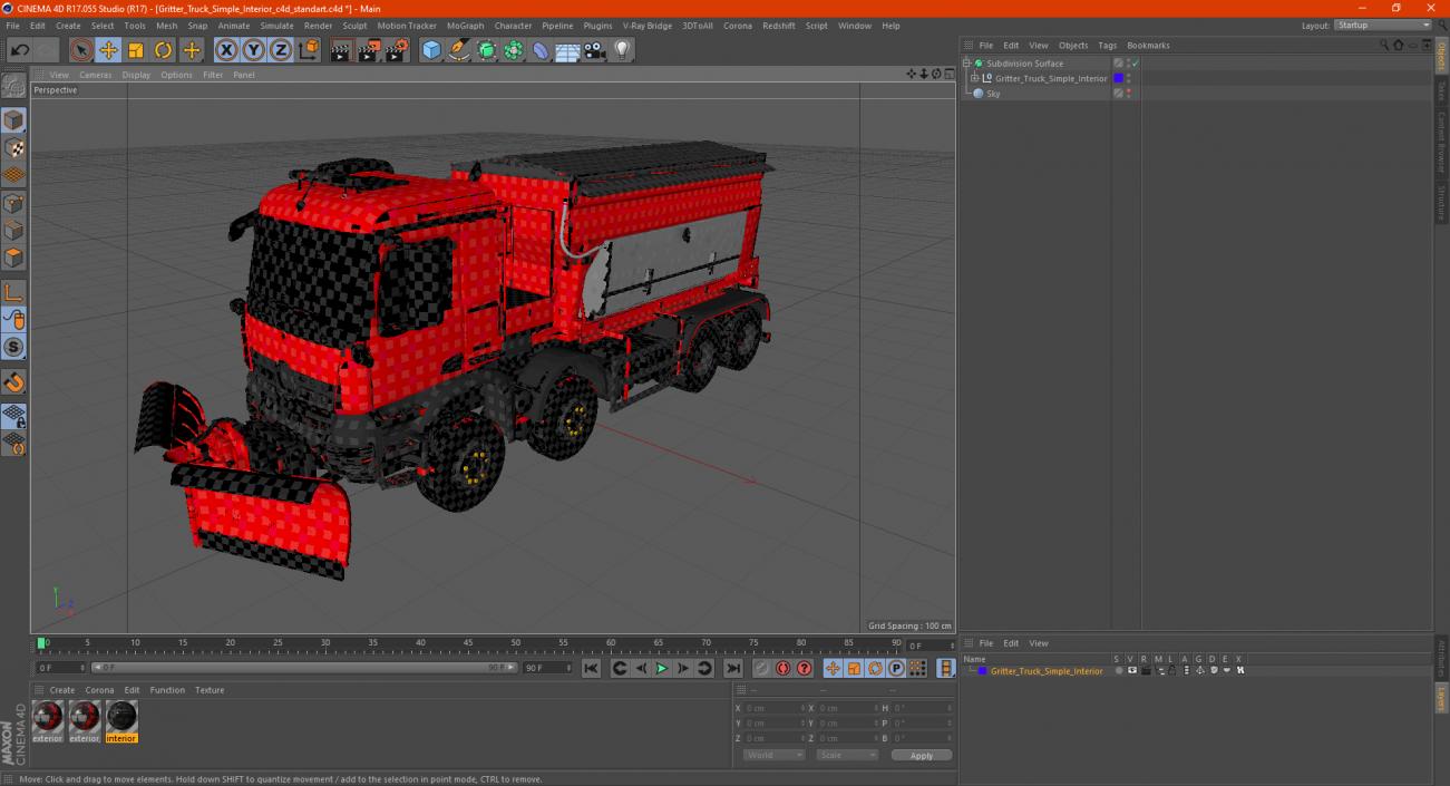 Gritter Truck Simple Interior 3D model