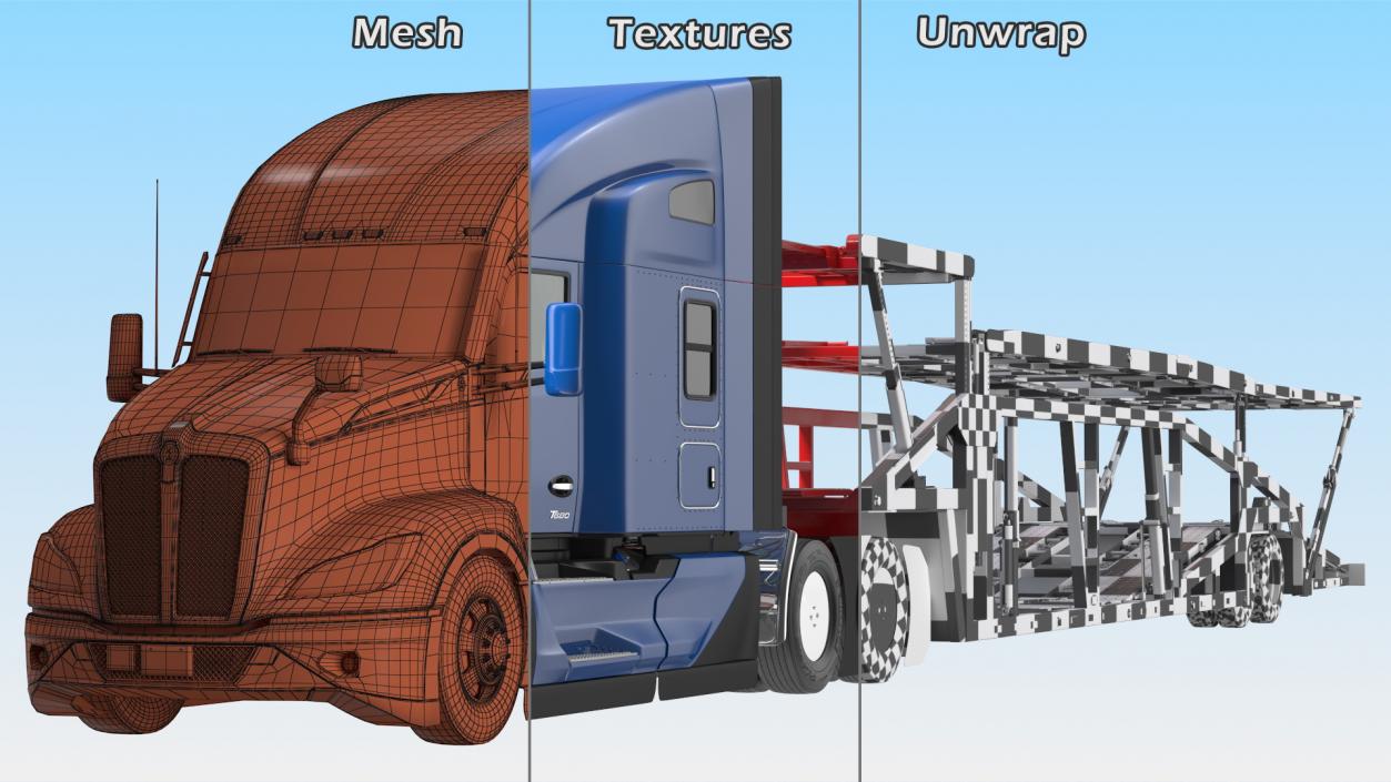 Kenworth Truck with Sun Valley Car Carrier 3D