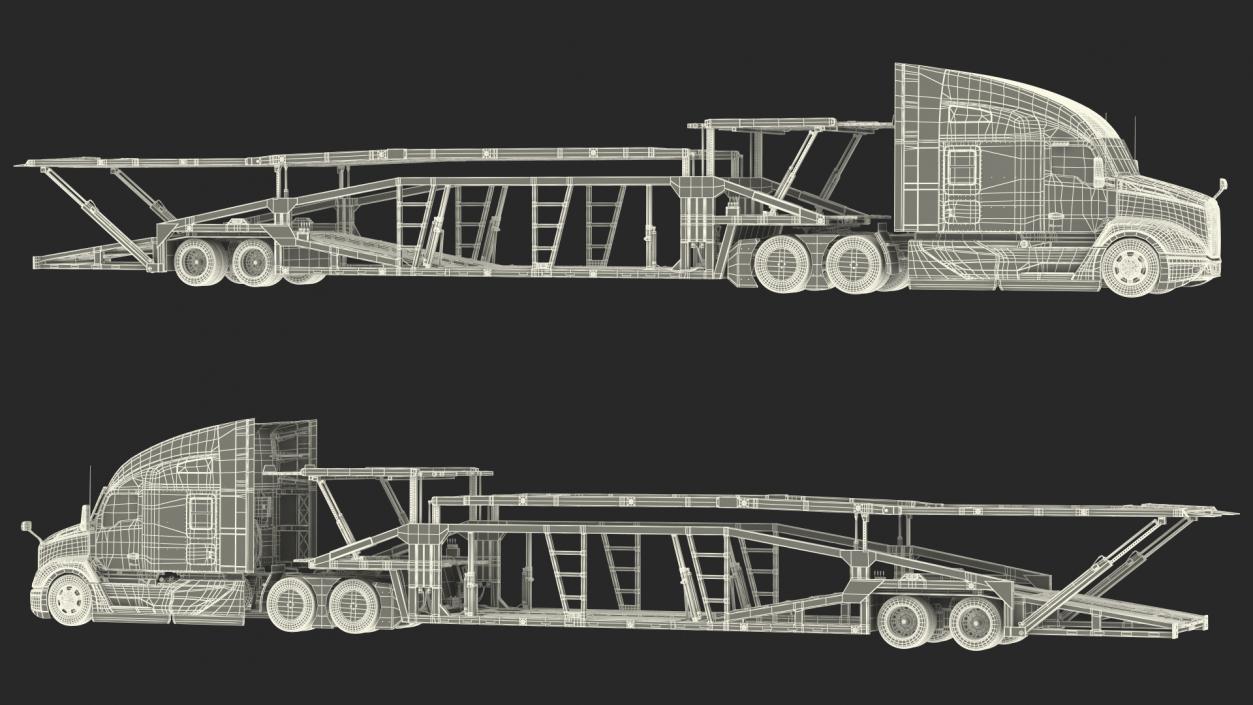 Kenworth Truck with Sun Valley Car Carrier 3D