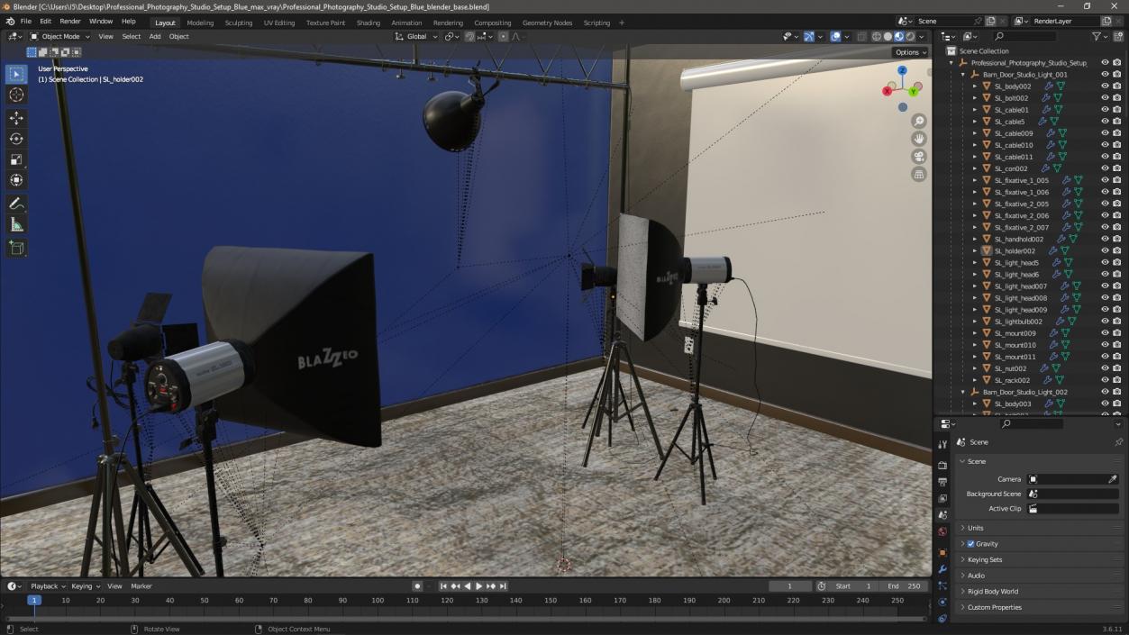 Professional Photography Studio Setup Blue 3D