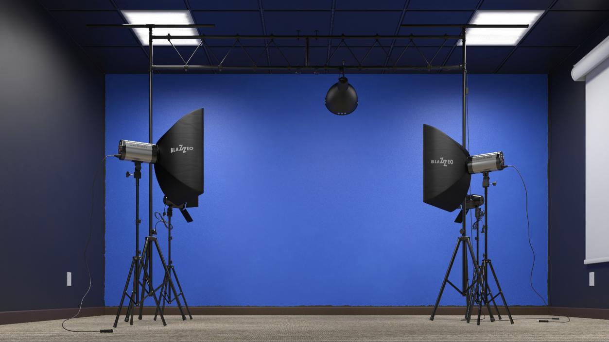 Professional Photography Studio Setup Blue 3D