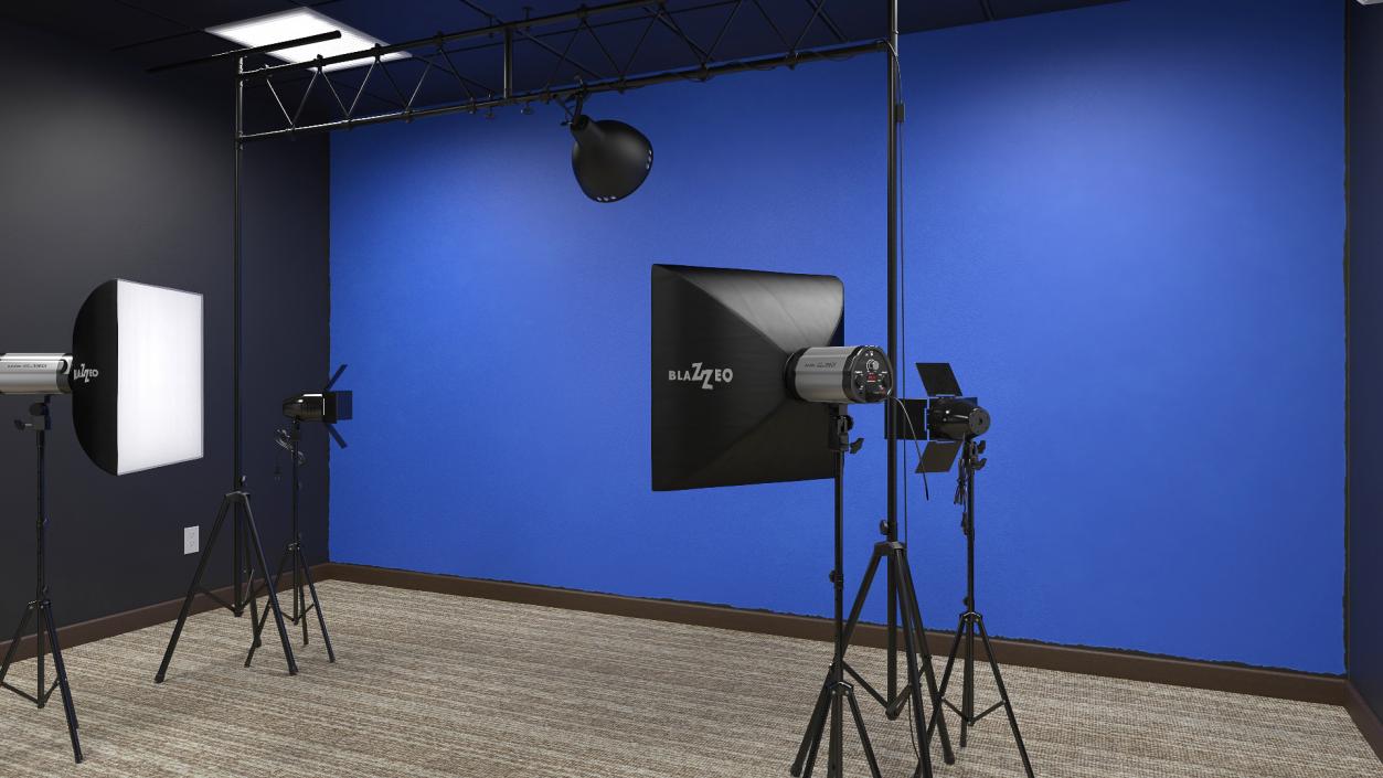 Professional Photography Studio Setup Blue 3D