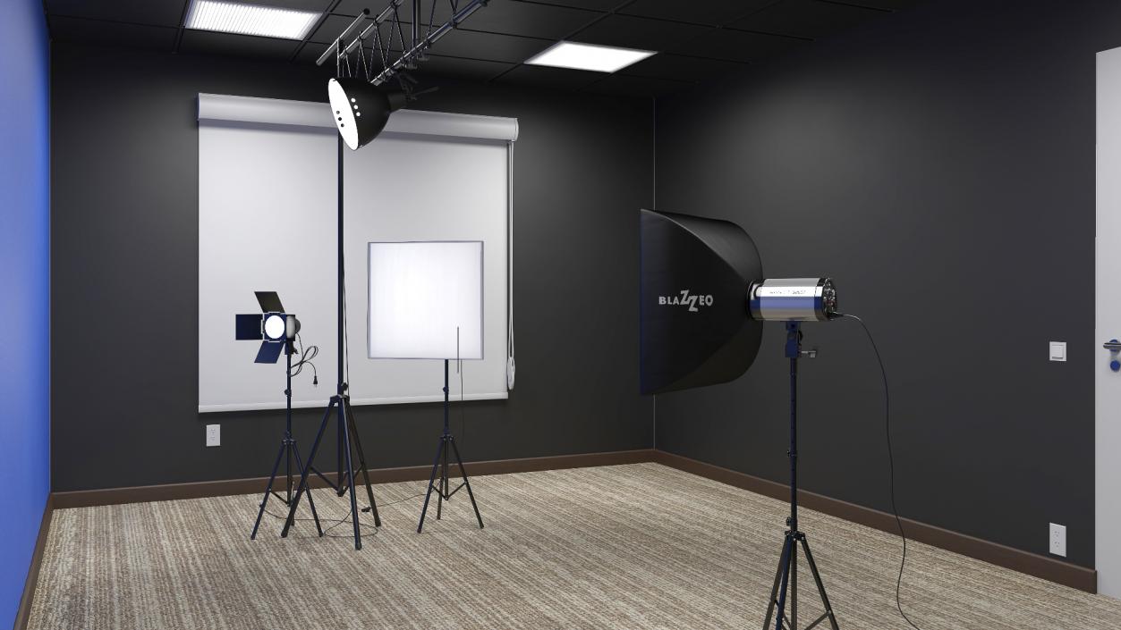 Professional Photography Studio Setup Blue 3D