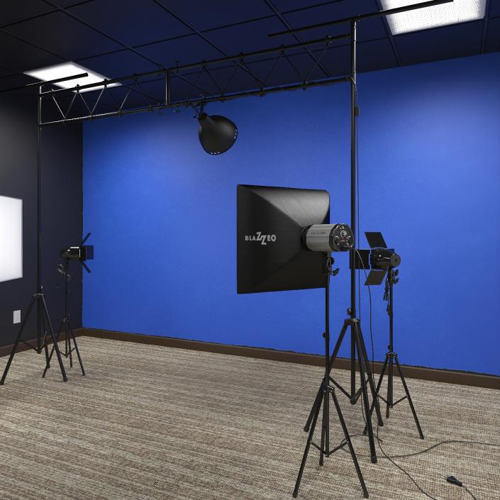 Professional Photography Studio Setup Blue 3D