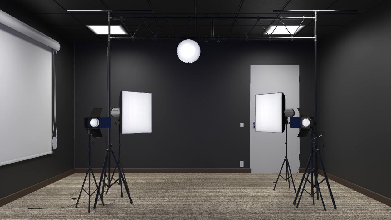 Professional Photography Studio Setup Blue 3D