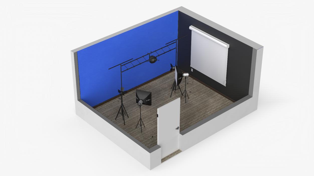 Professional Photography Studio Setup Blue 3D