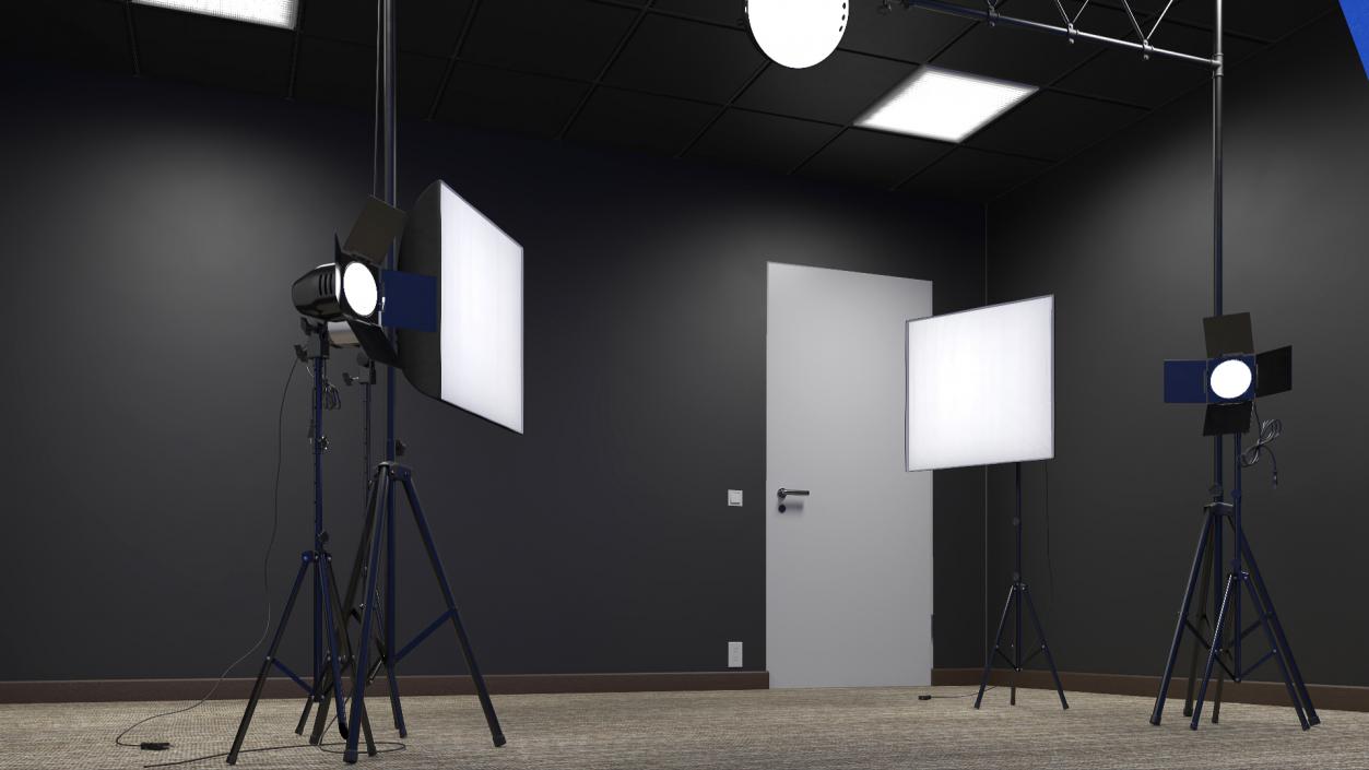 Professional Photography Studio Setup Blue 3D