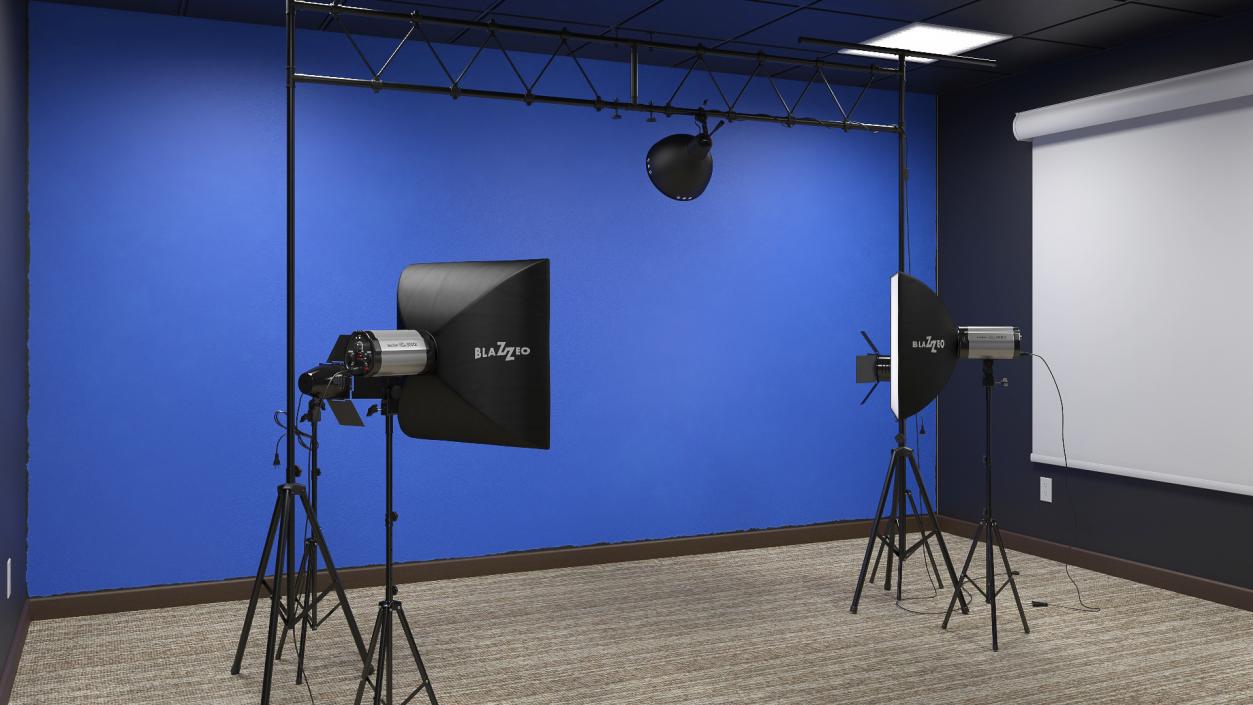 Professional Photography Studio Setup Blue 3D