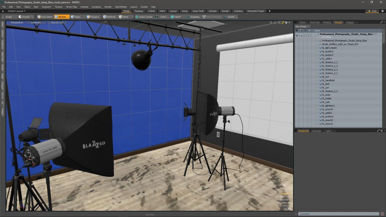 Professional Photography Studio Setup Blue 3D