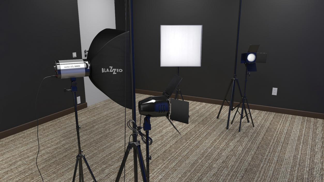 Professional Photography Studio Setup Blue 3D