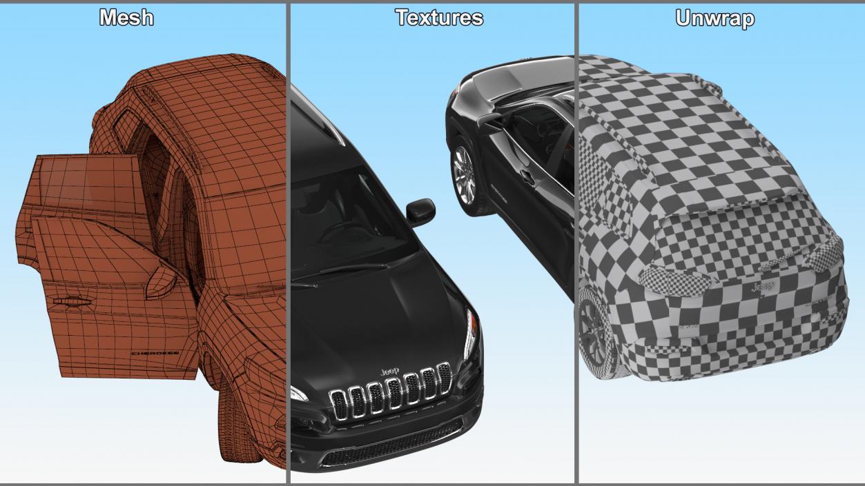 Jeep Cherokee SUV Rigged 3D model