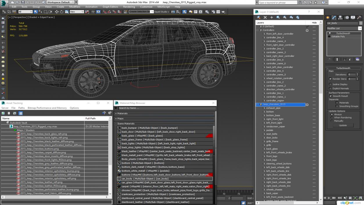 Jeep Cherokee SUV Rigged 3D model