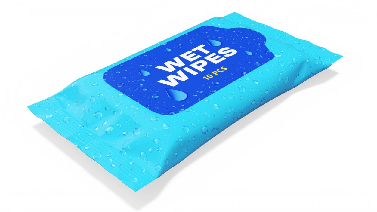 3D model Small Wet Wipes Package Blue 2